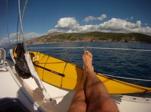 Feet up, ready for the next leg of paddling Croatia